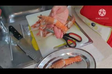 Italian Scampi Prawns Cooking with Herbs