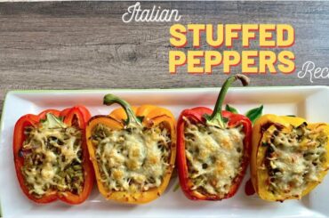 How to Make Stuffed Bell Peppers | Italian Style with Rice | Vegetarian Cheese Peppers Easy Recipe