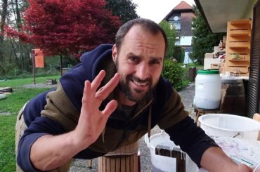 Wine making with fake Italian accent and telling the story about Carbonara  (Spaghetti)!