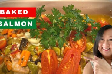 Baked Salmon with Italian Olive Mix