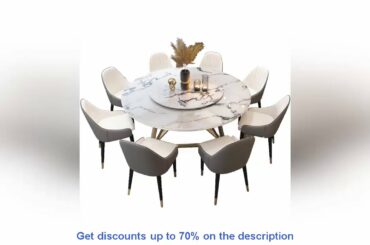 Italian light luxury marble round Nordic dining table with turntable modern minimalist dining table