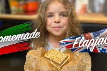 Italian/English 5 years old makes flapjacks from scratch !