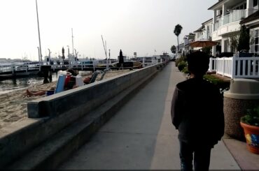 Early morning walk at the Grand Canal in Balboa Island Newport Beach California