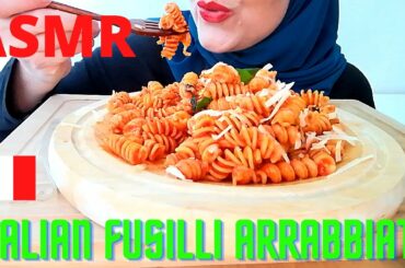 ASMR EATING ITALIAN FUSILLI ARRABBIATA, FRESHLY MADE SPICY TOMATO AND BASIL MARINARA SAUCE | NO TALK