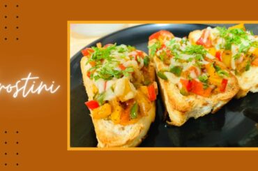 Crostini | Bell Pepper Crostini With Cheese Topping | Italian Recipe By Amisha Lunia #Crostini #Yum