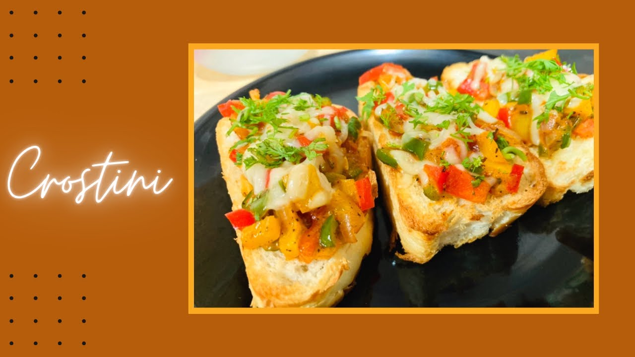Crostini | Bell Pepper Crostini With Cheese Topping | Italian Recipe By Amisha Lunia #Crostini #Yum Crostini | Bell Pepper Crostini With Cheese Topping | Italian Recipe By Amisha Lunia #Crostini #Yum
