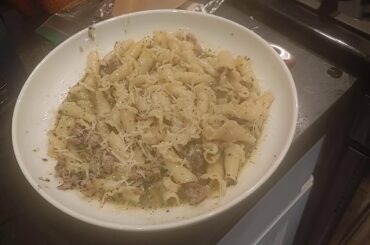 Pasta with Italian Sausage & Pistachio Pesto - Osteria Danny