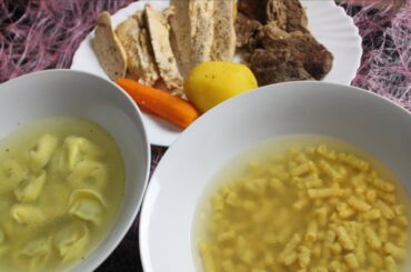 Traditional italian meat broth- Meat broth - meat soup- chicken & beef broth