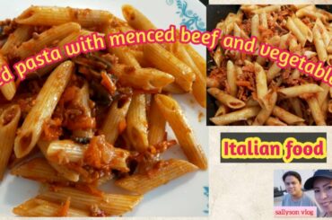OFW sa DUBAI | RED PASTA WITH MINCED BEEF & VEGETABLES | ITALIAN FOOD | COOKING # 28 | sallyson vlog