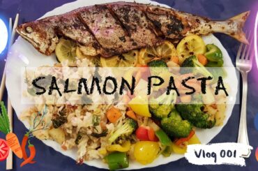 ITALIAN SALMON PASTA , VEGGIE PLATTER easy cooking ideas