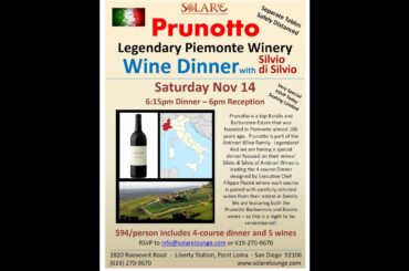 Solare - Prunotto Estate Italian Wine Dinner + White Truffles with Randy