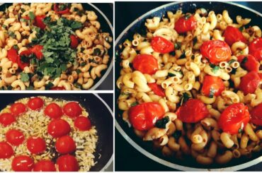 Best garlic Cherry tomato pasta - Italian pasta recipe - 5 min easy pasta recipe - Red Velvet Apron