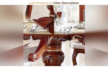 Discount Style Italian Dining Table round Solid Wood Italy Style Luxury Dining Table set with6 chai