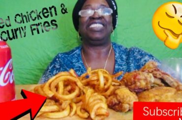 ITALIAN CHEESEBURGER  SUB & FRIED CHICKEN WITH CURLY FRIES | MUKBANG |