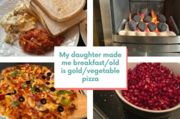 My daughters made me breakfast/old is gold/vegetable pizza.