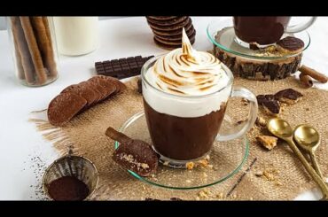 Italian truffle Hot Chocolate topped with Italian Meringue recipe/ How to make Thick Hot Chocolate