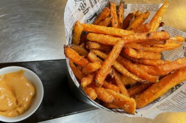 It’s Cooking Time. Burger, Sweet Potato Fries, 50cm Sausage at Morgan’s, (Al Bandar Rotana Dubai)