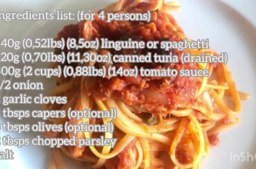 Linguine with canned tuna and tomato sauce