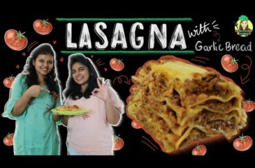 Lasagna | Italian cheese pasta | Homemade pasta sauce | Simple garlic bread