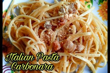 Cooking Original Italian Style Pasta Carbonara