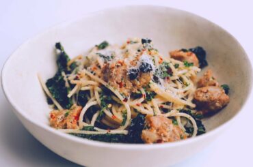 Spicy Italian Sausage and Spaghetti Aglio Olio