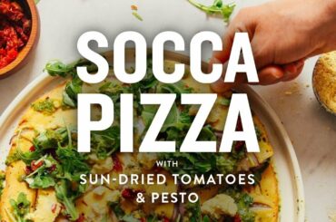 Socca Pizza with Sun-Dried Tomatoes & Pesto | Minimalist Baker Recipes