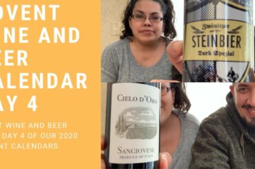 Costco Advent Beer and Wine Calendar tasting day 4/Red wine from Italy and dark Germain beer.