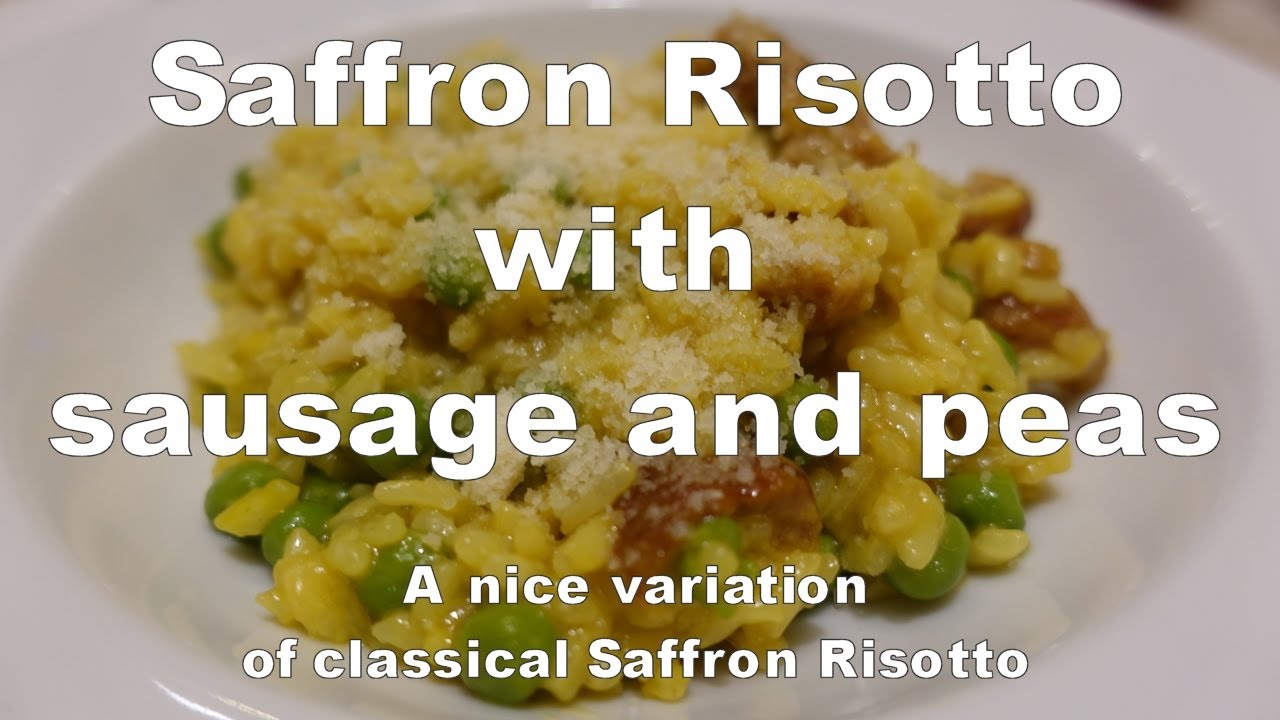 Saffron Risotto with sausage and peas – A nice variation of classical saffron Risotto! Saffron Risotto with sausage and peas - A nice variation of classical saffron Risotto!