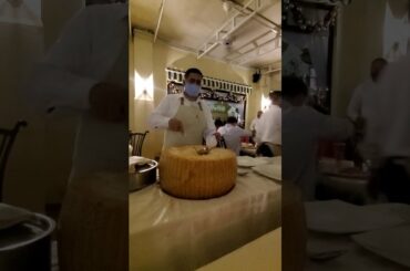 Spaghetti al Formaggio being made in Giannis Restaurant Aruba.