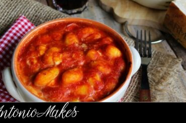 Baked Italian gnocchi from scratch| homemade potato gnocchi with tomato sauce and mozzarella cheese