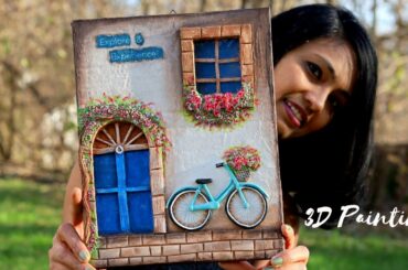 3d Mural/Italian blue door/3d painting tutorial/Clay mural/CreativeCat/art and craft/Cardboard craft