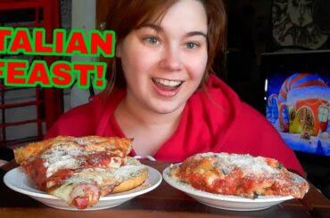 MUKBANG! ITALIAN FEAST! LASAGNA, PIZZA & GARLIC BREAD!