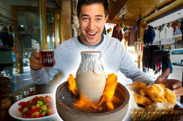 CAPPADOCIA STREET FOOD!! Hot Air Balloon + FLAMING Testi Kebab | BEST Turkish Food in Cappadocia!