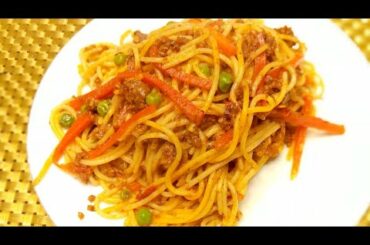 Italian style spaghetti recipe |keema and vegetable spaghetti recipe |shef bilals apron