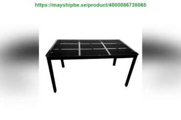 Unboxing Rectangle Tempered Glass Dining Table With Nine Block Box Pattern Black 4pcs Elegant Textu