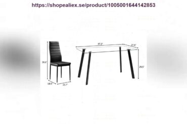 Unboxing Hot 5 Piece Dining Table Set 4 Chairs Glass Metal Kitchen Room Furniture Black