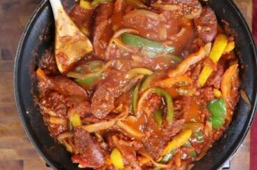 Bison Italian Sausage, Onions and Peppers with Penne Pasta!