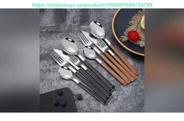 Unboxing 30pcs Stainless Steel Glossy Tableware Set Wooden Silver Dinnerware Sets Western Food Knif