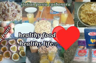 Italian Pasta Carbona with fresh passion fruits juice. #healthy &yummy# #liezelamporias#vlog