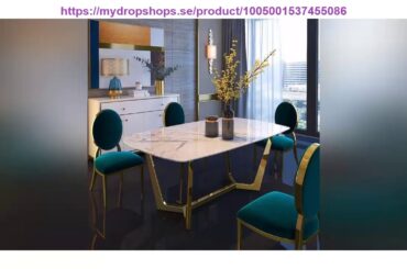 First Impression U-Best Italian Luxury Design Marble Top Dining Table Set With Stainless Steel Legs