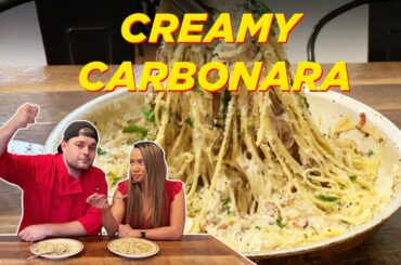 CRAVING FOR PASTA OR ITALIAN COMFORT FOOD? CREAMY CARBONARA | SPAGHETTI | COOK EAT REPEAT