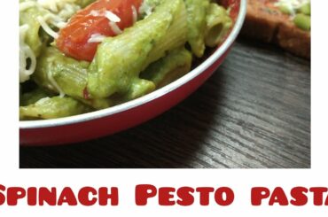 Spinach pesto pasta|Healthy pasta|Indo-Italian Spinach pesto pasta|Green pasta