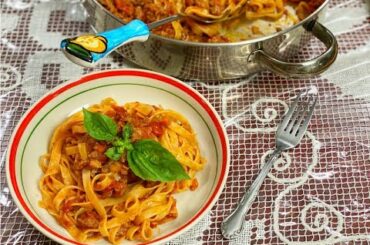 Tagliatelle with Sausage Ragu`  -  Rossella's Cooking with Nonna