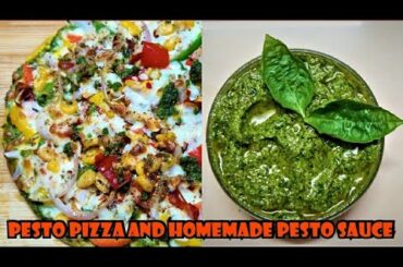 Pesto Pizza and Traditional Basil Pesto Sauce I Italian Pesto Sauce with Tips I Food Cravings Ishita