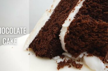Simple Chocolate Sponge Cake Recipe | Chocolate Cake With Silky Italian Meringue Buttercream