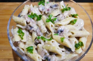 Garlic mushroom pasta-Mushroom Pasta recipe- Pasta Recipes-Italian Food-White sauce pasta