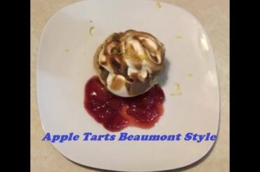 Apple Tarts with Italian Meringue, Strawberry coulis and lemon zest on top. Tarts. Happy Holiday's