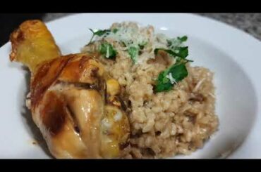 2. A Perfect Risotto with Mushrooms and Chicken Legs