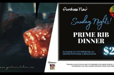 Sunday Prime Rib Dinner at Gaetano's Italian Denver