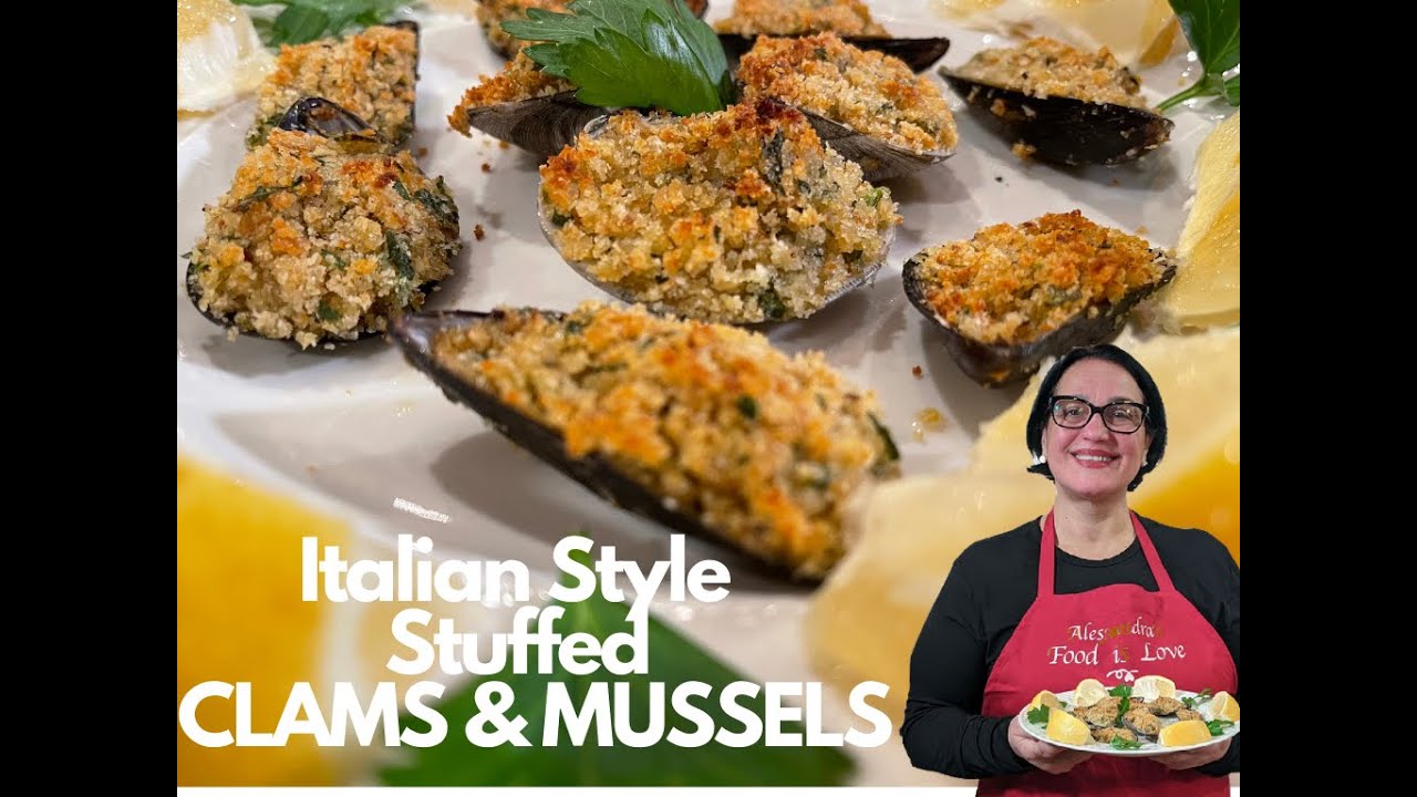 Italian style stuffed Clams and Mussels- Mussels Cozze Gratinate – Ingredients and directions below. Italian style stuffed Clams and Mussels- Mussels Cozze Gratinate - Ingredients and directions below.